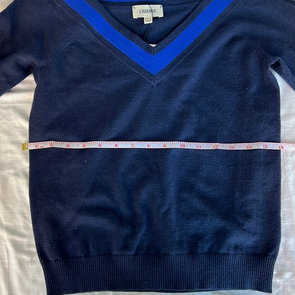 LAGENCE Antionette V Neck Pullover Blue Long Sleeve Sweater XXS - Picture 8 of 15